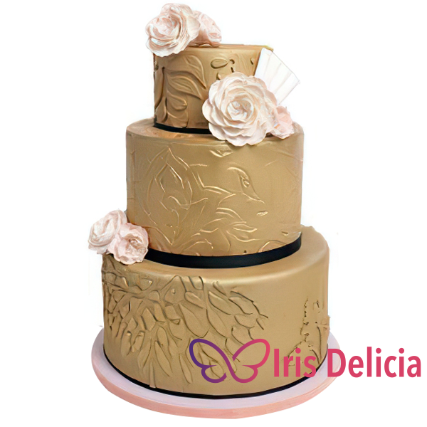 Изображение Свадебный торт Золотое тиснение № 4555 Кондитерская Iris Delicia