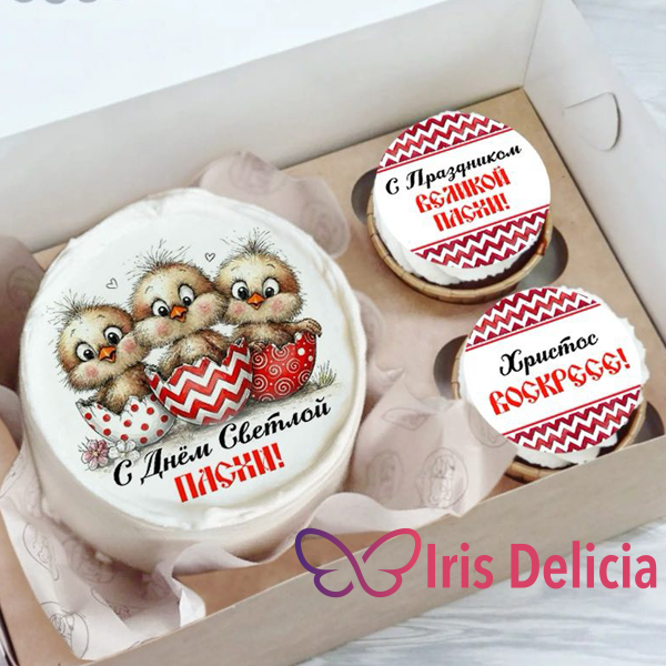 Пасхальный набор бенто торт с капкейками №1 фото