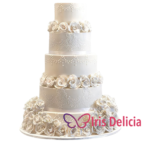 Изображение Свадебный торт С розами белого цвета № 3865 Кондитерская Iris Delicia