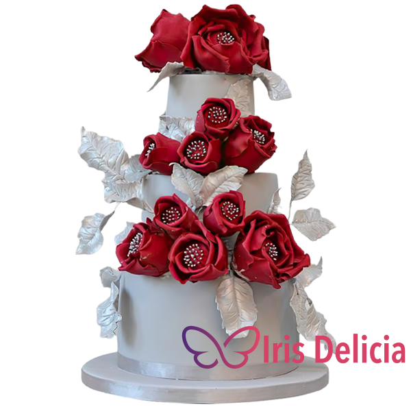 Изображение Свадебный торт Flowers С Красными Розами  № 707 Кондитерская Iris Delicia