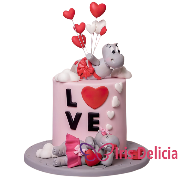 Праздничный торт Влюбленный Бегемотик фото
