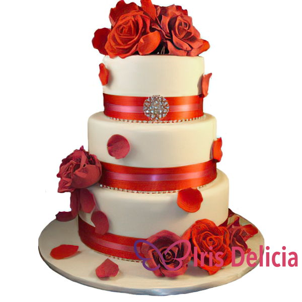 Изображение Свадебный торт Алые Розы  № 4023 Кондитерская Iris Delicia