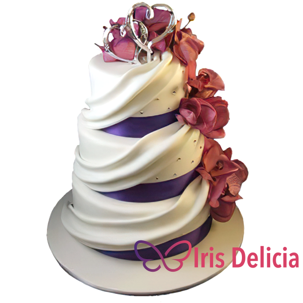 Изображение Свадебный торт Серебряные сердечки  № 4024 Кондитерская Iris Delicia