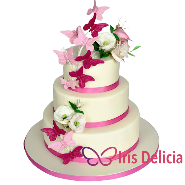 Изображение Свадебный торт Creative с кремовыми бабочками  № 736 Кондитерская Iris Delicia