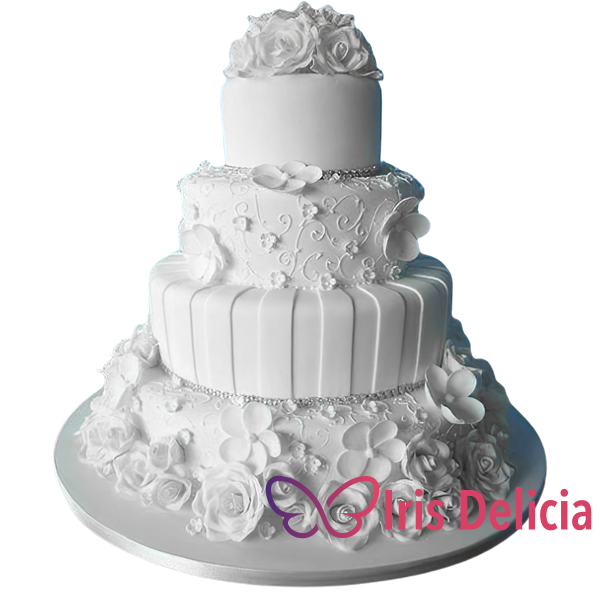 Изображение Свадебный торт С Букетом Белоснежных Роз Flowers  № 924 Кондитерская Iris Delicia