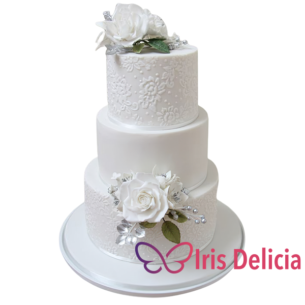 Изображение Свадебный торт Белые узоры  № 905 Кондитерская Iris Delicia