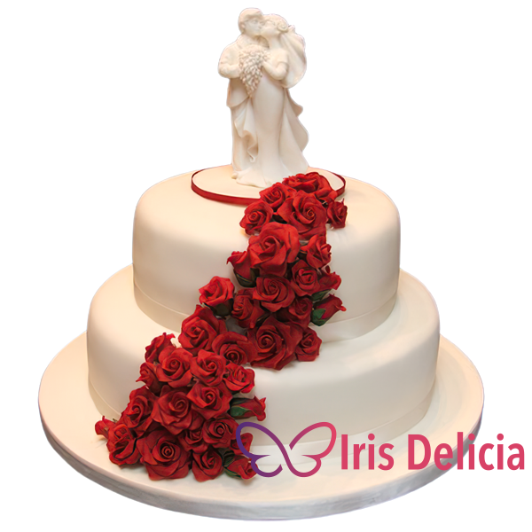 Изображение Свадебный торт Классический с Фигурками Красная Роза Кондитерская Iris Delicia