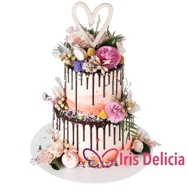Изображение Свадебный торт с Макарунами и Цветами Кондитерская Iris Delicia