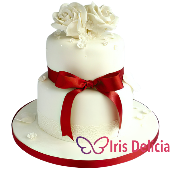 Изображение Свадебный торт Белоснежные Розы с Бантом № 3855 Кондитерская Iris Delicia
