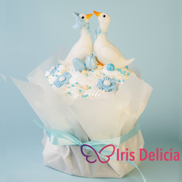 Пасхальный кулич «Гуси», 1200 г (цена указана без стоимости фигурок) фото