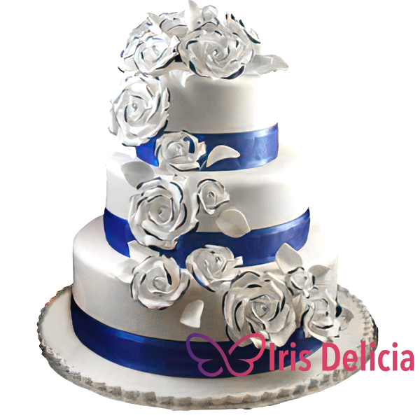 Изображение Свадебный торт В бело-синих тонах  № 4031 Кондитерская Iris Delicia