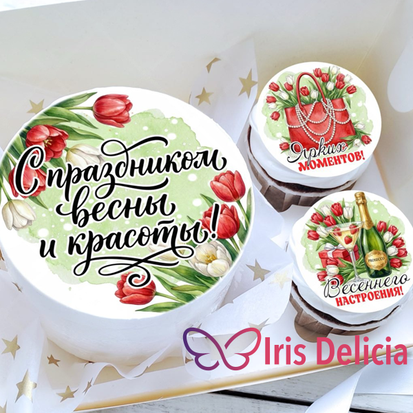 Набор бенто торт с капкейками на 8 марта №1 фото