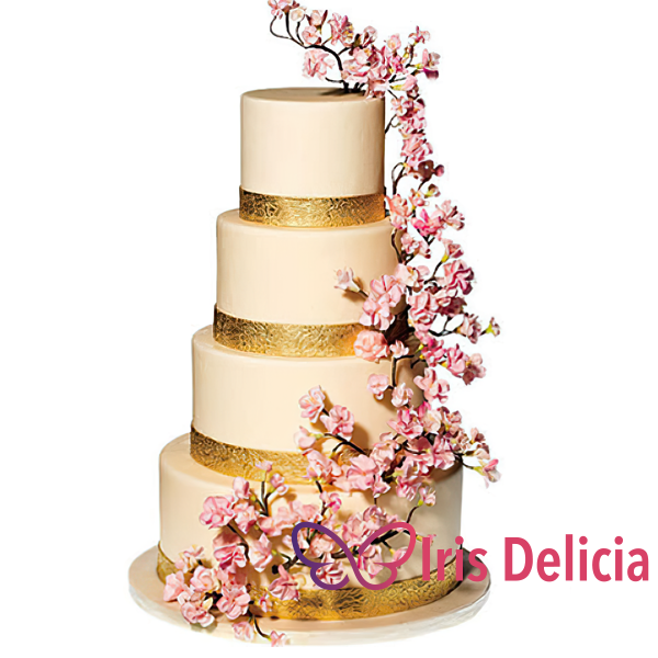 Изображение Свадебный торт сакура золото  № 12009 Кондитерская Iris Delicia