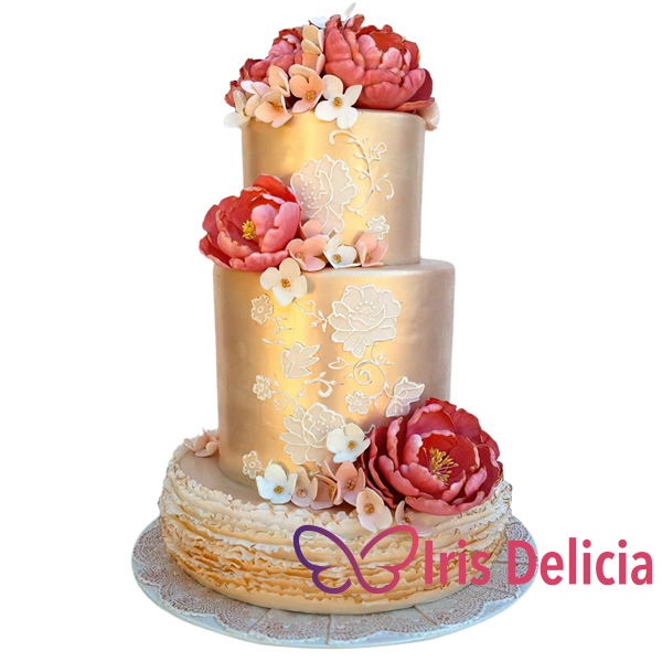 Изображение Свадебный торт Золотые Пионы Кондитерская Iris Delicia