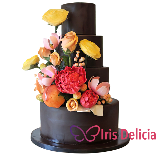 Изображение Свадебный торт Шоколадный с Цветами Кондитерская Iris Delicia