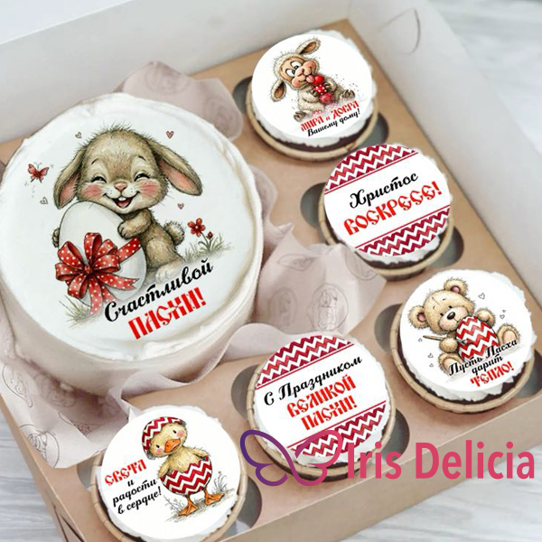 Пасхальный набор бенто торт с капкейками №2 фото