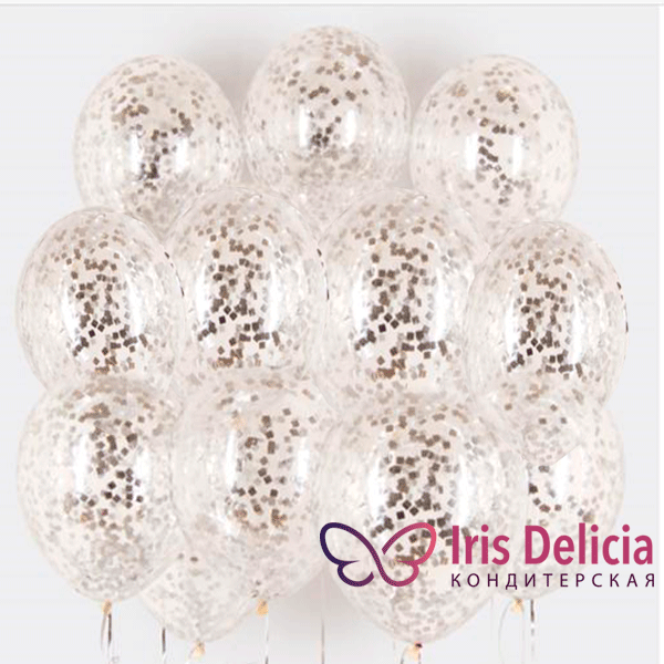 Изображение Облако шариков с квадратным серебряным конфетти, 50 штук Кондитерская Iris Delicia
