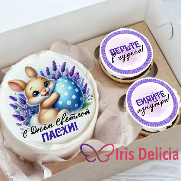 Пасхальный набор бенто торт с капкейками №3 фото