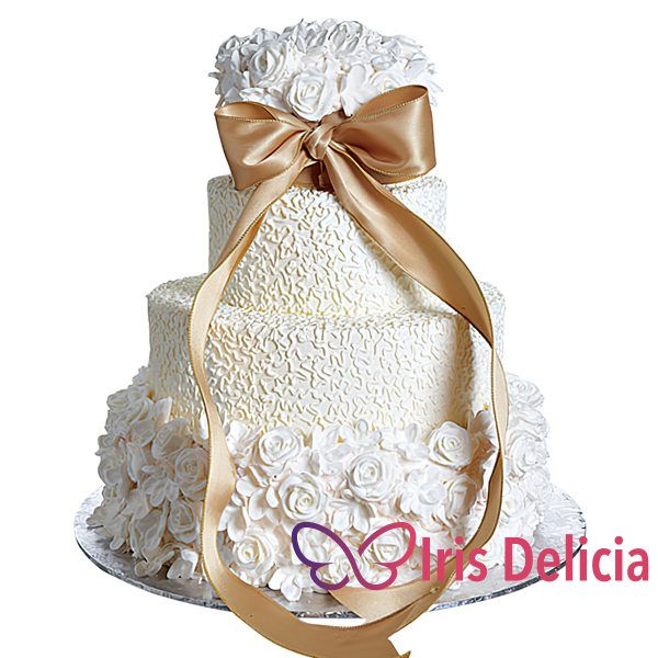 Изображение Свадебный торт Легкий с Золотым Бантом Кондитерская Iris Delicia