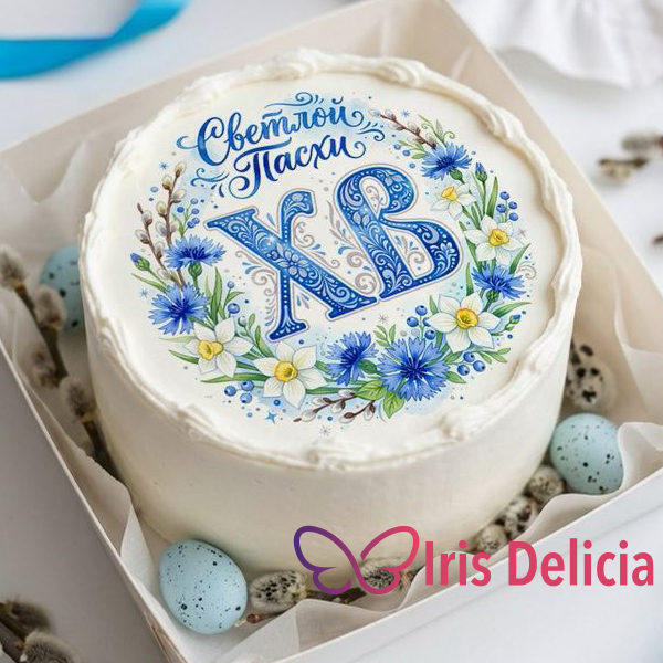 Бенто торт «Венок с Васильками», в комплект входит 1 свеча, 1 ложечка, 300г фото