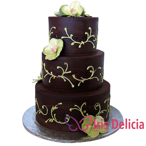 Изображение Свадебный торт Creative Шоколадный с весенними цветами  № 764 Кондитерская Iris Delicia