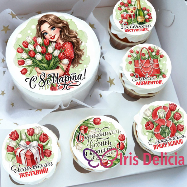 Набор бенто торт с капкейками на 8 марта №2 фото