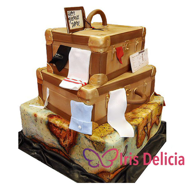 Изображение Праздничный торт Чемодан путешественника № 4332 Кондитерская Iris Delicia