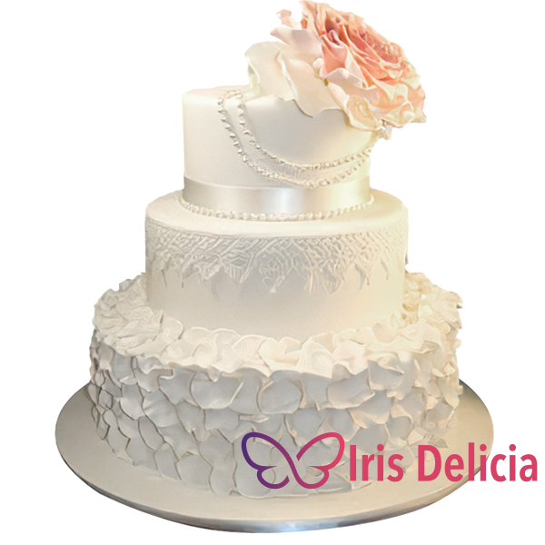 Изображение Свадебный торт Кружево и роза  № 4034 Кондитерская Iris Delicia