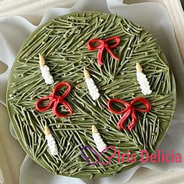 Бенто торт Новогодний №8, в комплект входит 1 свеча, 1 ложечка, 300 г фото