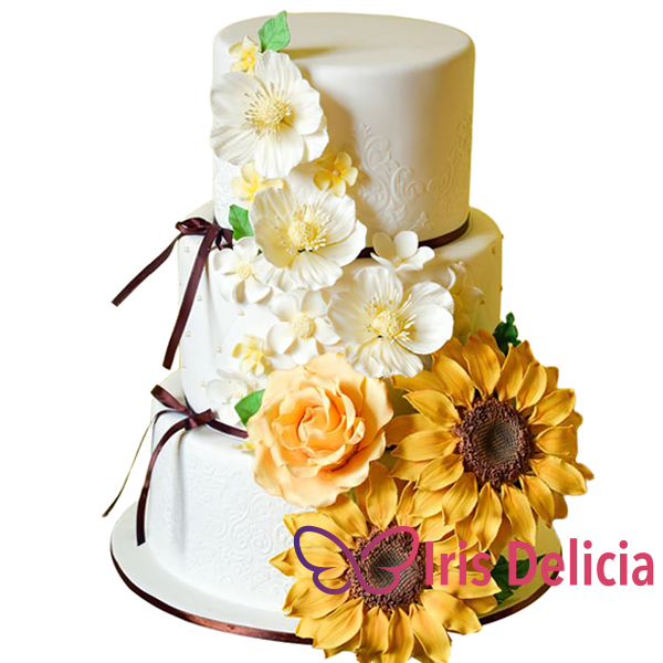 Изображение Свадебный торт Classic с подсолнухами  № 674 Кондитерская Iris Delicia